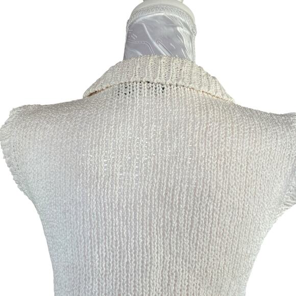 Vintage 90s Ivory Knit Button Down Coquette Cottage Sweater Vest Size Small - Picture 6 of 16